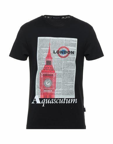 Aquascutum Man T-shirt Black Cotton, Elastane Cover