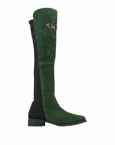 Cuplé Woman Boot Dark green Soft Leather, Textile fibers Cover