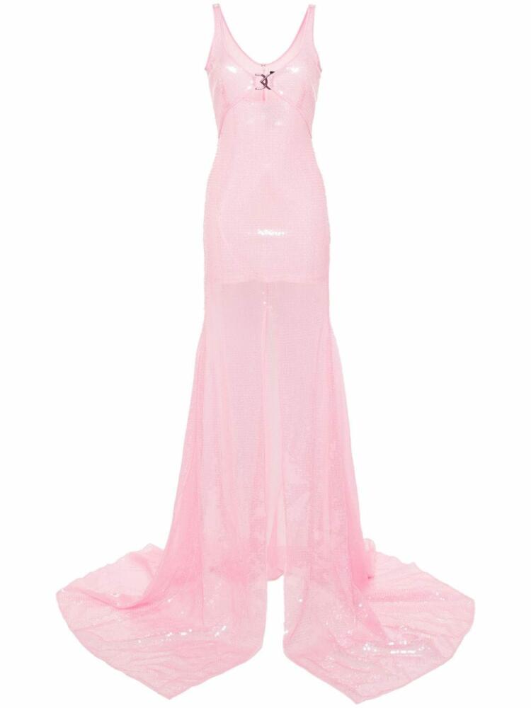 David Koma sequin-embellished logo-buckle dress - Pink Cover