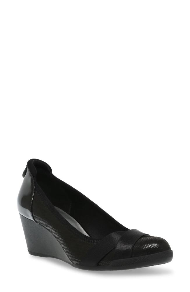 Anne Klein Timeout Wedge Pump in Black Fabric Cover