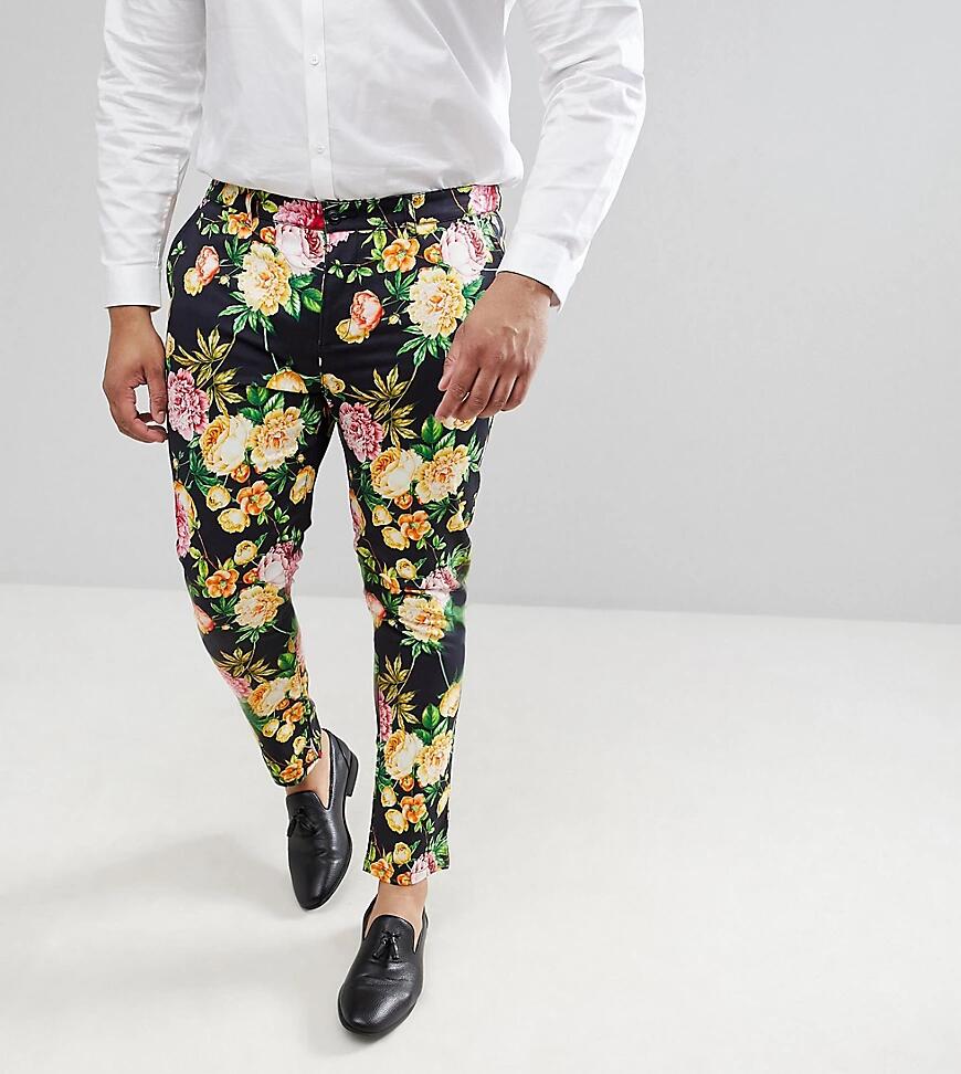 ASOS DESIGN Plus Super Skinny Pants In Navy Floral Print Cover