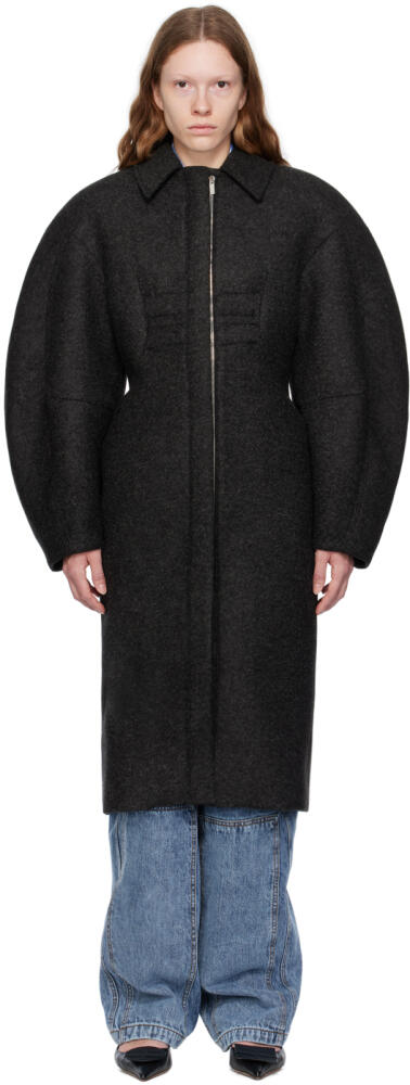 JACQUEMUS Gray Le Chouchou 'Le Manteau Croissant' Coat Cover