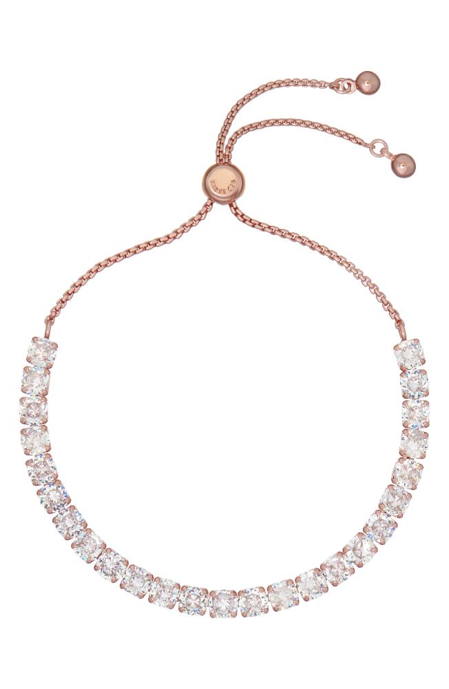 Ted Baker London Melrah Icon Crystal Slider Tennis Bracelet in Rose Gold Tone Clear Crystal Cover