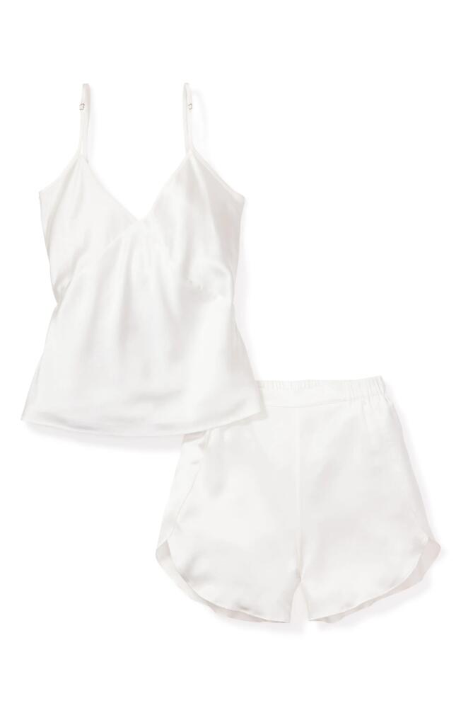 Petite Plume Mulberry Silk Short Pajamas in White Cover