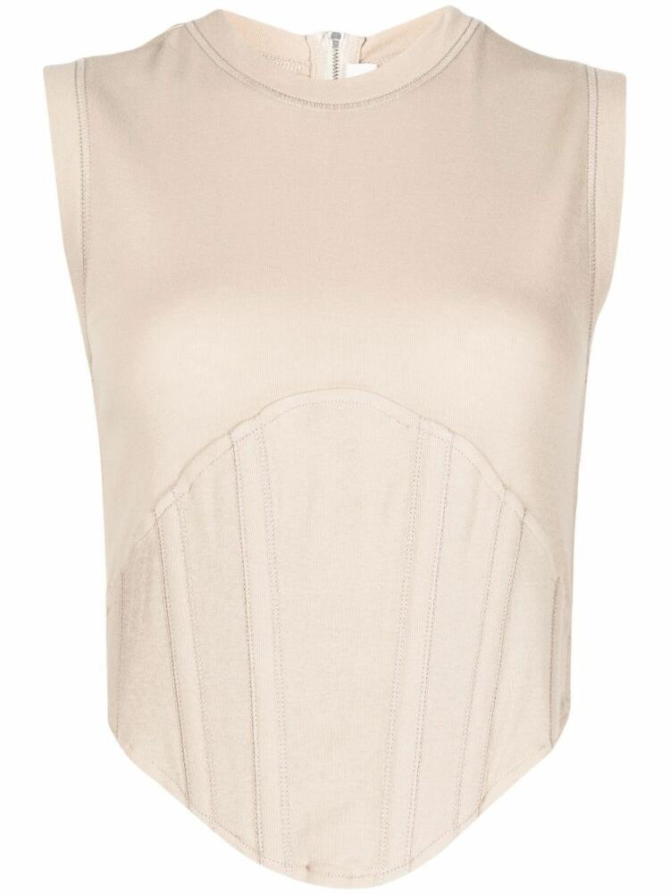 Dion Lee fine-ribbed corset tank top - Brown Cover