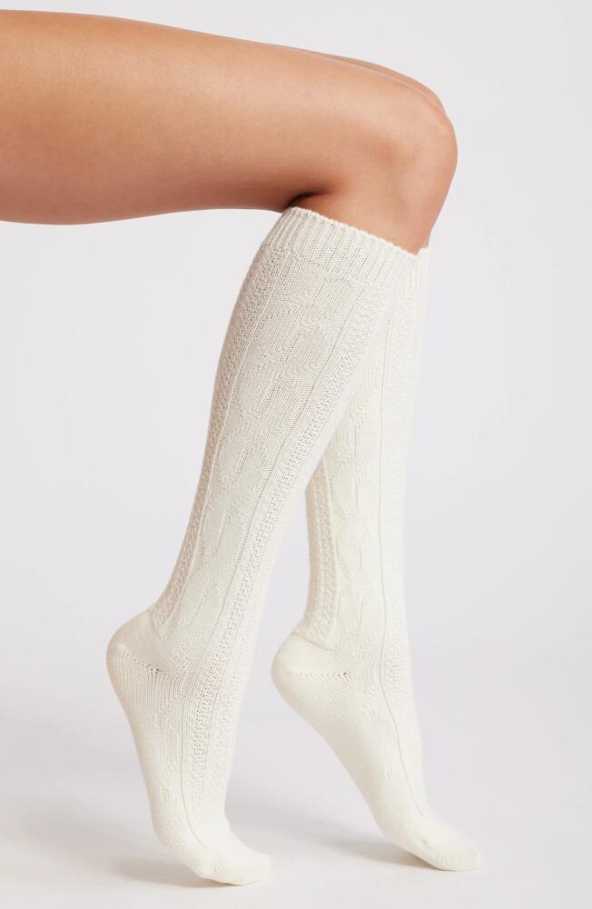 Hue Cable Knit Knee High Socks in Ivory Cover