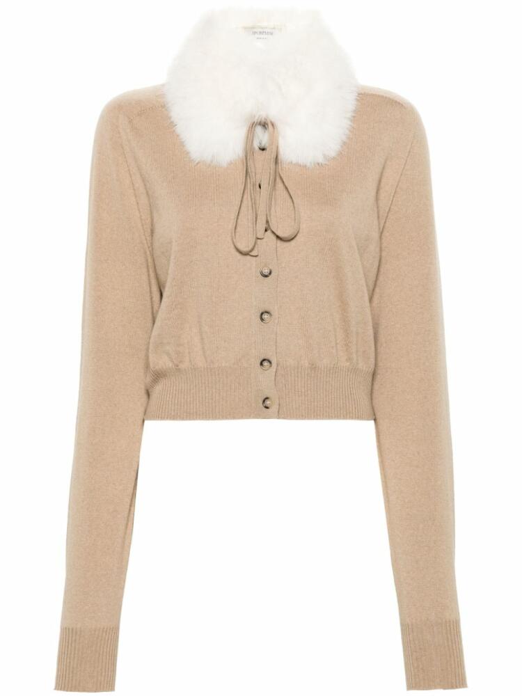 Sportmax detachable-collar wool cardigan - Neutrals Cover