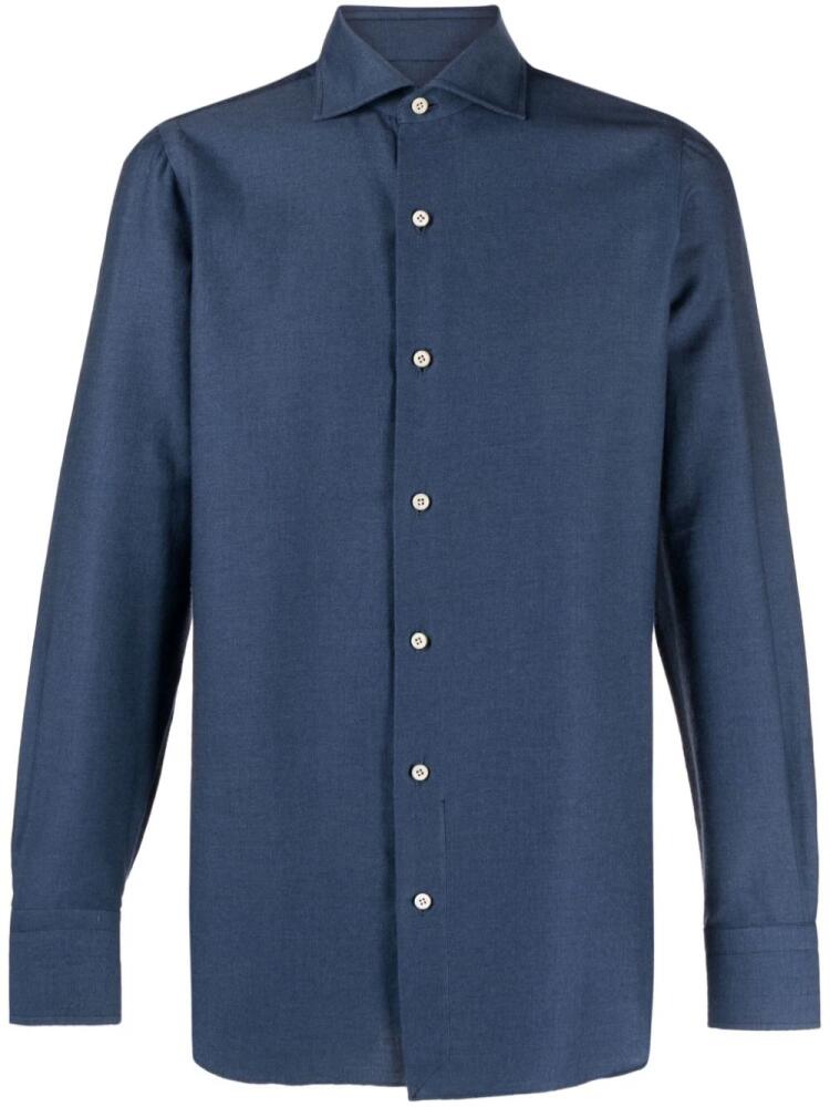 Finamore 1925 Napoli long-sleeve cotton-blend shirt - Blue Cover