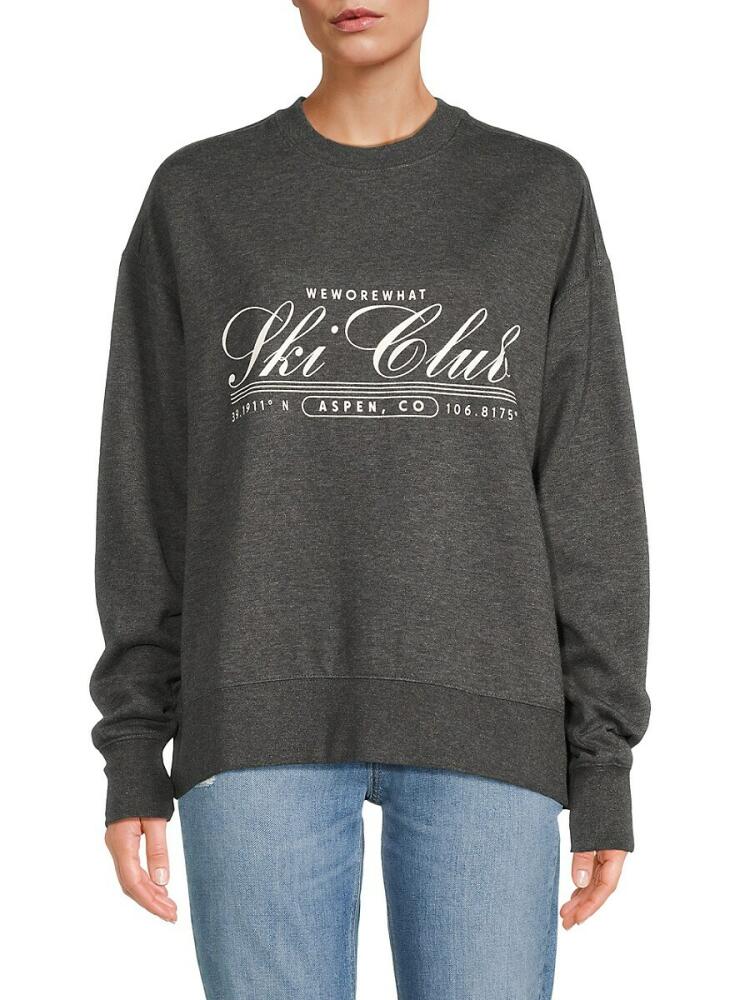 WeWoreWhat Women's Drop Shoulder Graphic Sweatshirt - Dark Grey Cover