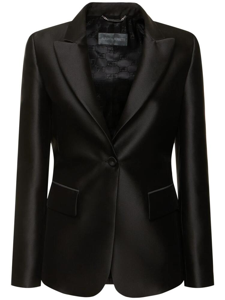 ALBERTA FERRETTI Tailored Satin Single Breast Jacket Cover