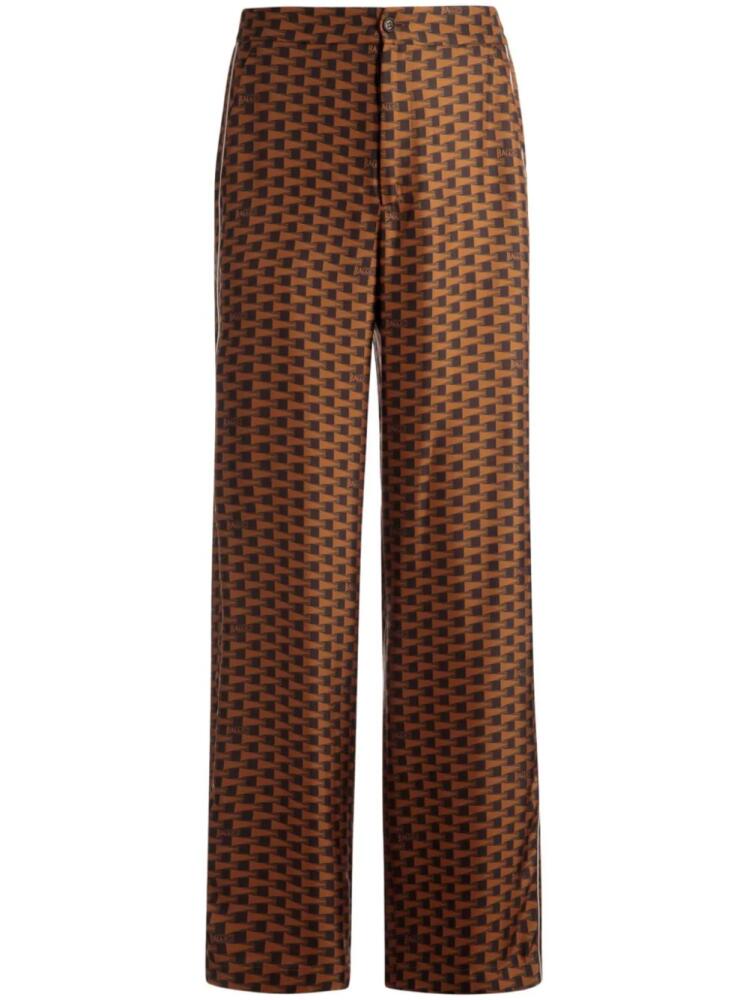 Bally Pennant-print silk trousers - Brown Cover