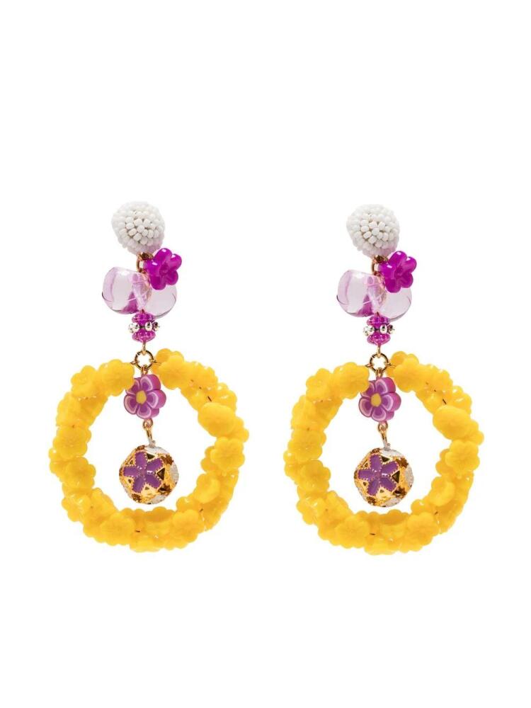 Amir Slama floral appliqué drop earrings - Yellow Cover