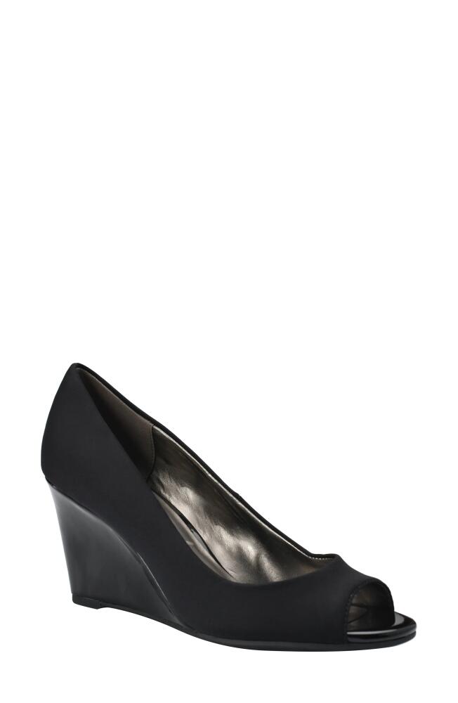 Bandolino Tuff Love Peep Toe Wedge Pump in Black Cover