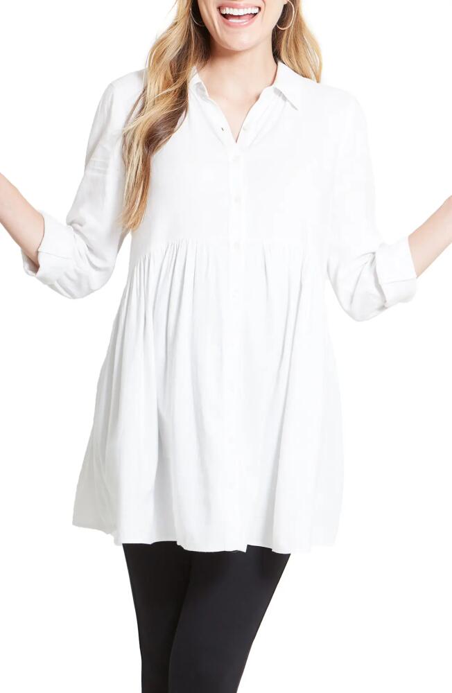 Ingrid & Isabel Peplum Button Front Maternity Top in White Cover