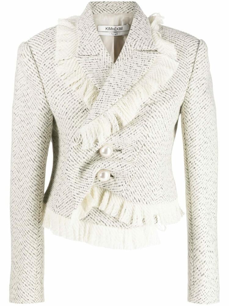 Kimhekim faux-pearl tweed jacket - White Cover