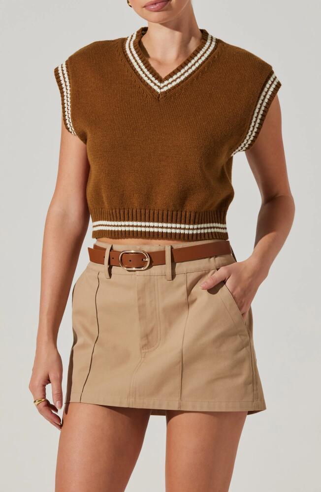 ASTR the Label Kirby Sweater Vest in Brown Cream Cover