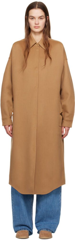 Valentino Tan Spread Collar Coat Cover