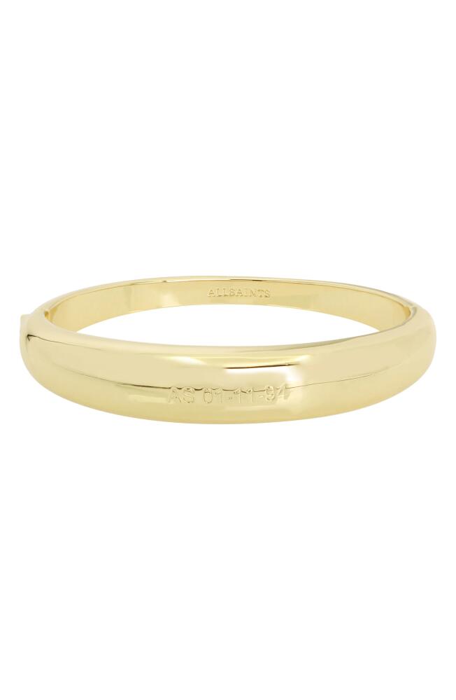 AllSaints Logo Hinged Bangle Bracelet in Gold Cover