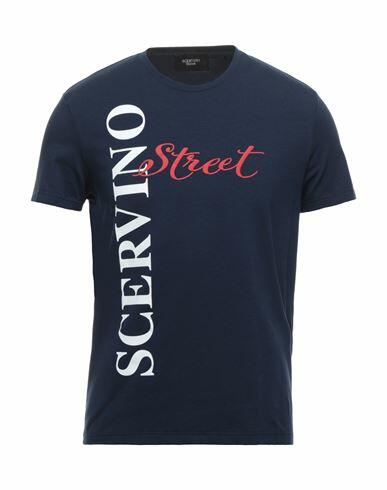 Ermanno Scervino Man T-shirt Midnight blue Cotton, Elastane Cover