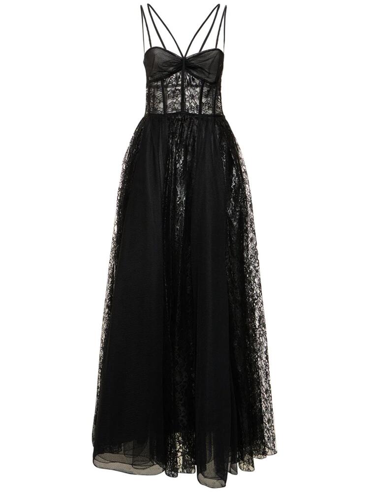 ZUHAIR MURAD Coated Lace Corset Long Dress Cover