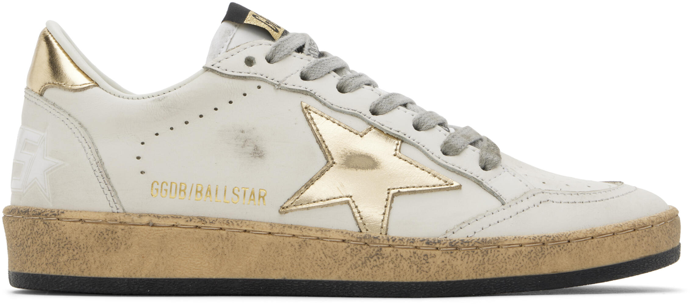 Golden Goose White & Gold Ball Star Sneakers Cover