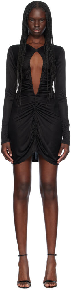 Atlein Black Open Front Ruched Minidress Cover