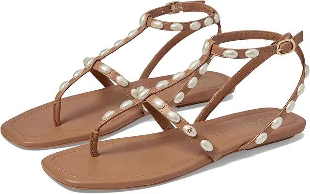 Stuart Weitzman Pearlita Flat Sandal (Tan) Women's Sandals Cover