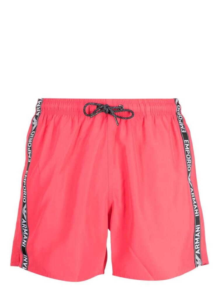 Emporio Armani logo-print drawstring swim shorts - Pink Cover