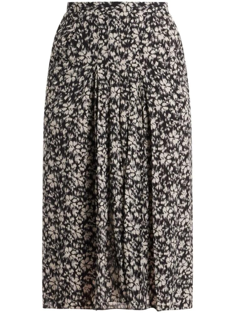 MARANT ÉTOILE floral-print high-waisted midi skirt - Black Cover