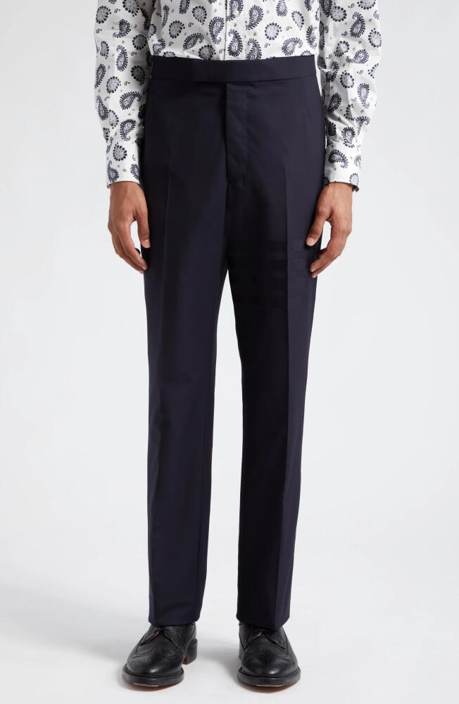 Thom Browne 4-Bar Mélange Wool Pants in Dark Blue Cover