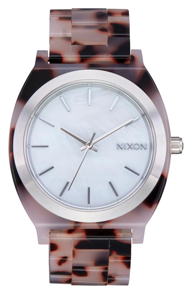 Nixon The Time Teller Acetate Bracelet Watch, 40mm in Pink Tortoise /Pearl Cover