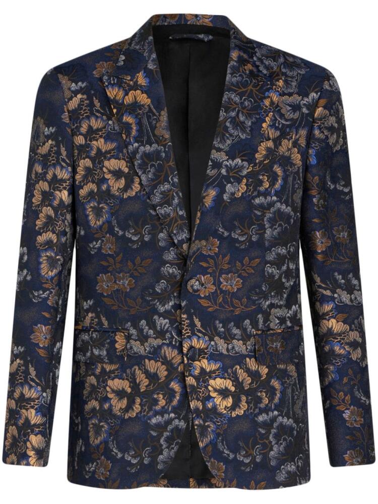 ETRO floral-jacquard single-breasted blazer - Blue Cover