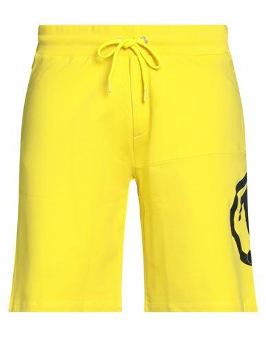 Bikkembergs Man Shorts & Bermuda Shorts Yellow Cotton, Elastane Cover