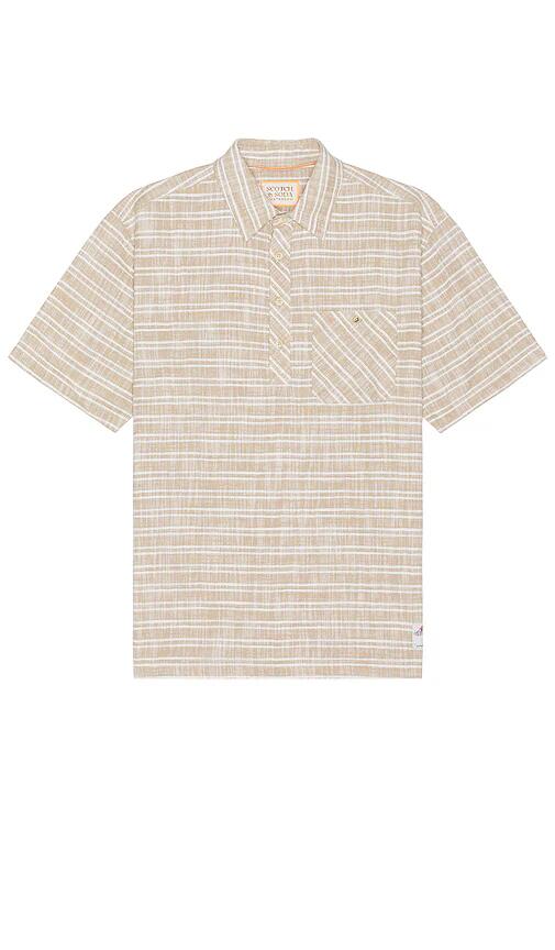 Scotch & Soda Horizontal Linen Stripe Polo in Orange Cover