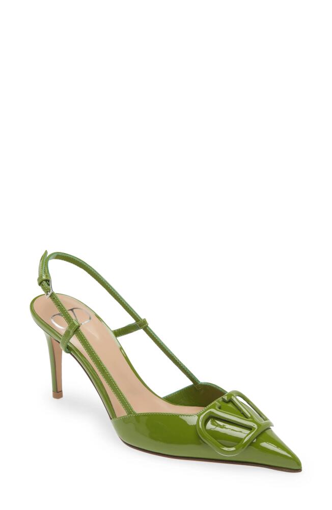 Valentino Garavani VLOGO Pointed Toe Slingback Pump in Chartreuse Cover