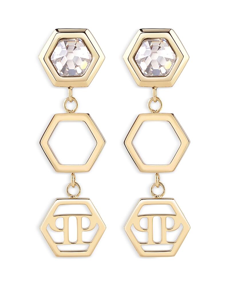 Philipp Plein Hexagon Gold Tone Drop Earrings, 1.3L Cover