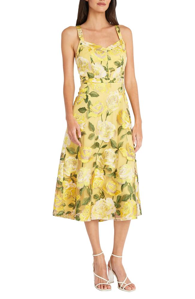 Maggy London Floral Print Fit & Flare Cocktail Dress in Sand/Yellow Cover