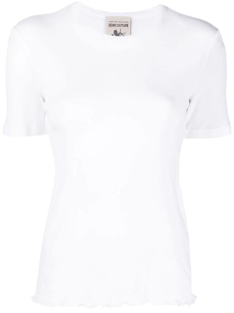 Semicouture lettuce-hem short-sleeve T-shirt - White Cover