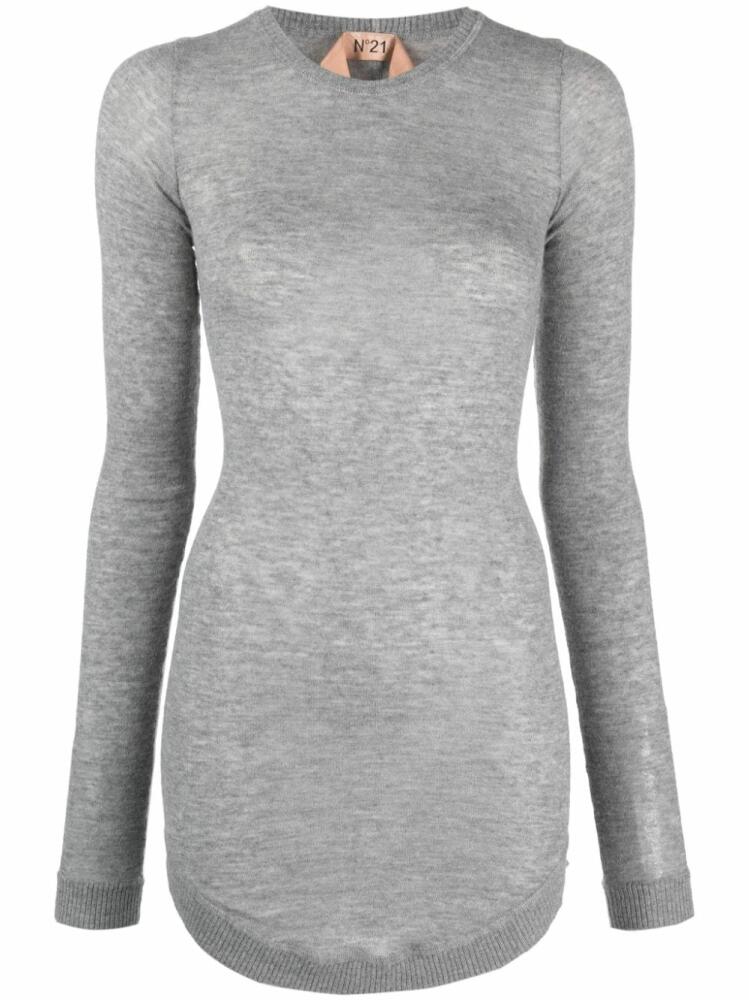 Nº21 semi-sheer mélange-effect jumper - Grey Cover