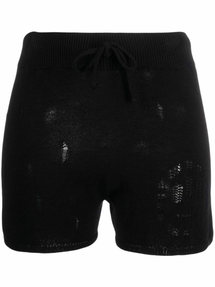 BARROW distressed-effect knitted shorts - Black Cover