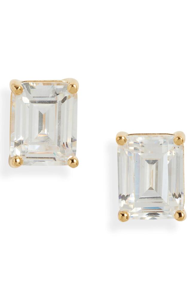 Nordstrom Emerald Cubic Zirconia Sterling Silver Stud Earrings in 14K Gold Plated Cover