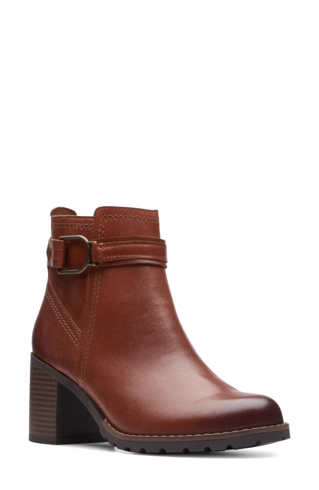 Clarks(r) Leda Strap Bootie in Mahogany Leather Cover