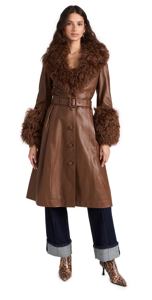 Saks Potts Foxy Shearling Trench Coat Walnut Cover