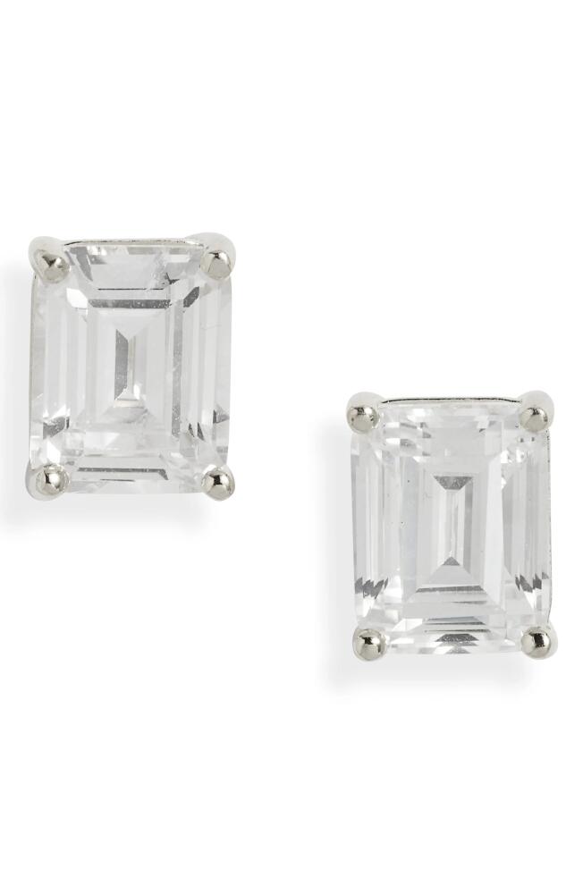 Nordstrom Emerald Cubic Zirconia Sterling Silver Stud Earrings in Platinum Plated Cover