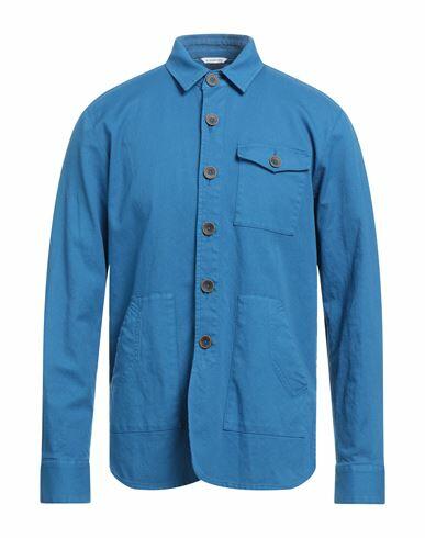 Manuel Ritz Man Shirt Azure Cotton, Linen, Elastane Cover