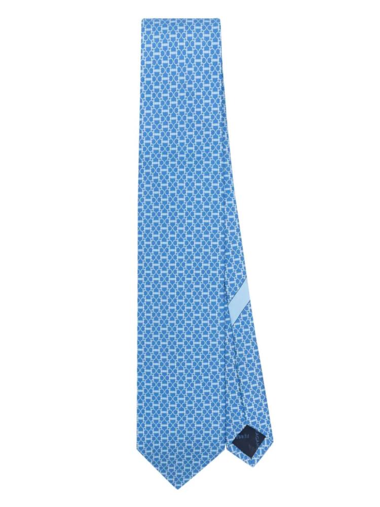 Ferragamo Gancini-pattern silk tie - Blue Cover