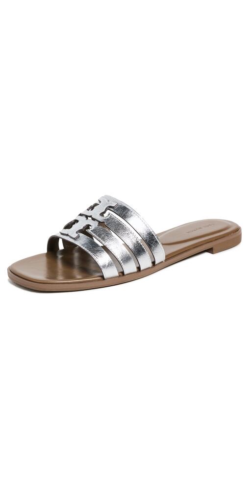 Tory Burch Ines Cage Slides Silver / Wild Mushroom Cover