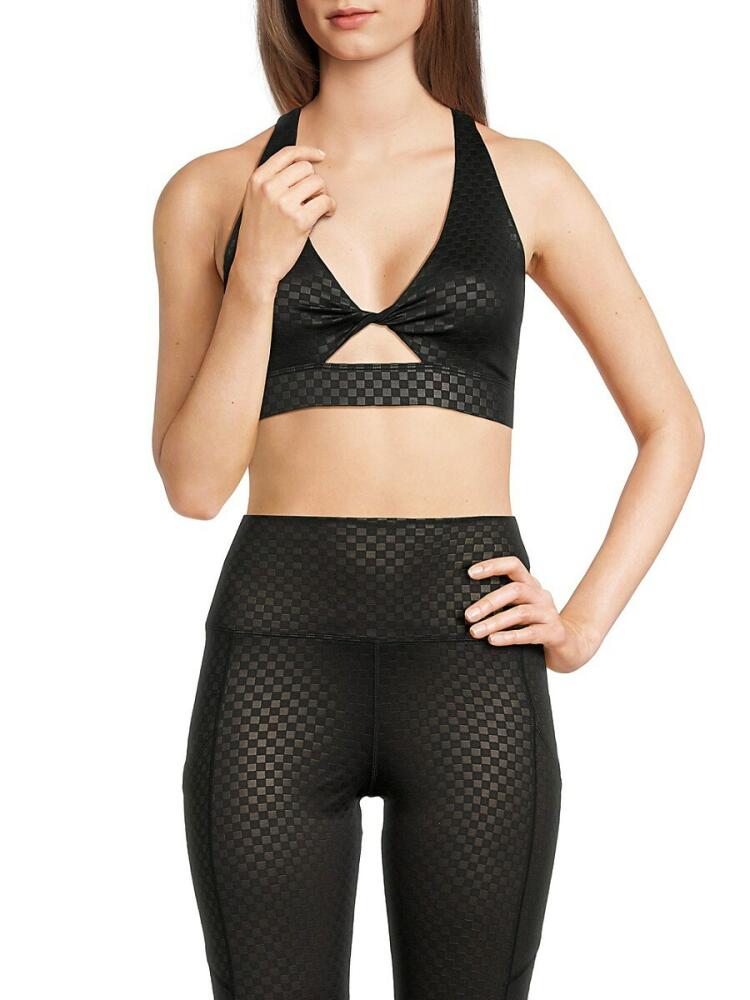 Beach Riot Women's Check Twist Sports Bra - Black Cover