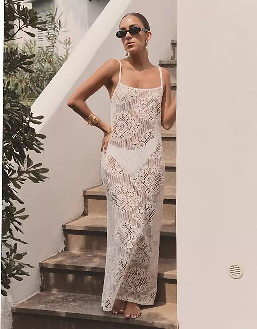 4th & Reckless x Luana Barron agnes crochet maxi beach dress in off white Cover