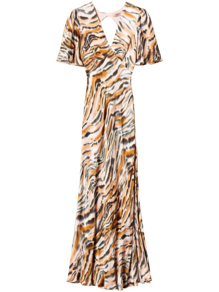 TWINSET tiger-print satin maxi dress - Neutrals Cover